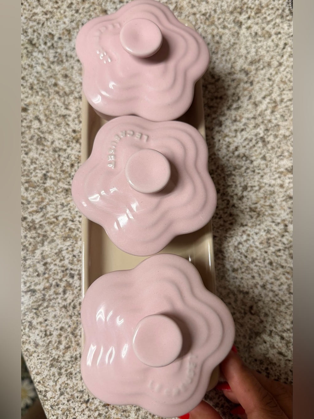 Le Creuset Pink Flower Canister Set with Tray